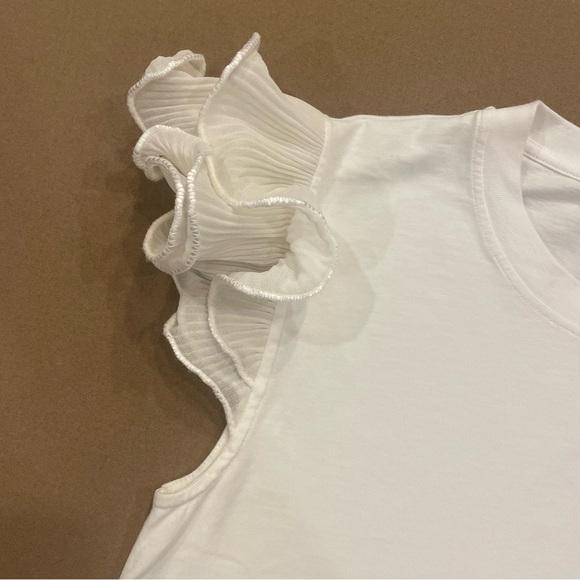 See by Chloe White Ruffle Sleeve Tee Size Small - Picture 2 of 9